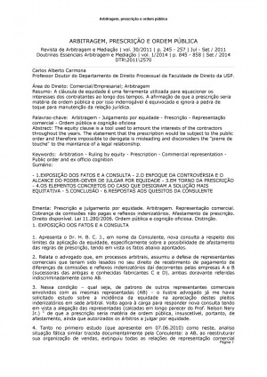 Arbitragem, prescrição e ordem pública